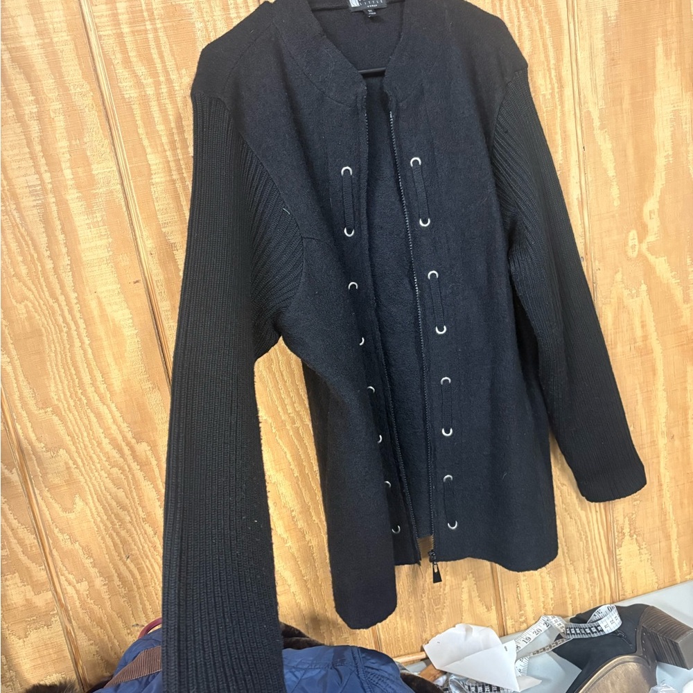 Carole Little Black Zip Up Sweater - Picture 5 of 12
